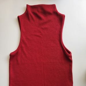 Red TopShop Mockneck Blouse